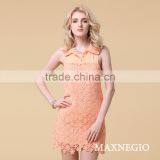 Factory Price Casual Latest Dress Designs Orange Lace Silk Dress thumbnail-1