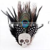 Fashion Large Full Rhinestone Skull Brooches Peacock Feather Corsage Brooch All-match Formal Dress Clothing Clasp thumbnail-3