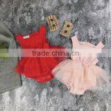 Solid Red Muslin Bodysuit Baby Girl Rompers Tutu Skirt Bulk Sale Baby Jumpsuit Design Pictures thumbnail-2