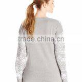 Women Light Grey Sweater Sequin Glasses Baby Reindeer Pattern Christmas Sweater thumbnail-2