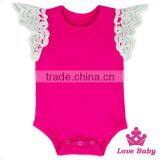 Hot Pink Infant Romper In White Lace Flutter Sleeve Blank Infant Rompers With Snaps Button Cheap Infant Clothing Rompers thumbnail-5
