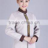 Juqian Wholesale Cheap Beige Fashional Design Korean Collar Anti-foul Hotel Cleaner Workwear Work Uniform thumbnail-2
