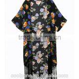 Latest Floral Print Cover up Summer Beach Kimono With Gorgeous Fringe thumbnail-2