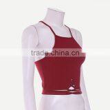 Polyester Lace Up Tank Top Hollow Stretchable Solid Wine Red Size:Free Size Sold By PC thumbnail-3