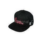 Black Adjusteble Flat Brimmed Baseball Caps Embroidered For Ladies