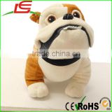 Wholesale 11 Inches Brown White Plastic Nose Plush Stuffed Animal BullDog Toy