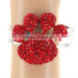 Silvertone/Crystal Accents/2" Paw Print * 0.5" Band/Magnetic Closure/Lead Safe/Cuff Bracelet/ Bangle thumbnail-2