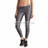 Moshiner Leggings Polyester Spandex Seamless Gloss Pants High Waisted Women's Faux Leather Stretch Skinny Pants Leggings