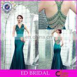 2017 Elegant Crystal Beaded Shealth Mermaid Emerald Green Evening Gown thumbnail-1