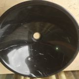 Black Marquina Marble Bathroom Vessel Round Sink Natural Stone Wash Basin