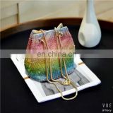 Women's Colorful Crystal Purse matching sandals Female Bling Diamond Bucket Shoulder Bag Handbags Party Wedding