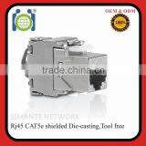 CAT.5E RJ45 8p8c STP Shielded 180 Degree Tooless Keystone Jack
