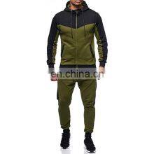 Men's Hooded Sweater Suit Spring and Autumn Color Matching Leisure Sports Fitness Training Suit Cardigan Sweater thumbnail-4