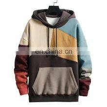 Custom LOGO Plus Size Cut and Sew Patchwork Multi Color Block Personalized Stitching Casual Sports Sweater Hoodie for Men thumbnail-2