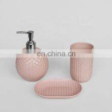Luxury Design High Quality Powder Coating Ceramic Bathroom Accessories Household Hotel Three-piece Soap Dispenser Bathroom Set thumbnail-2