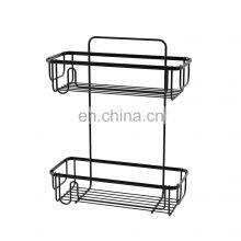 2 Tier Stainless Steel Wire Rack Wall Mounted Adhesive Magic Sticker Bathroom Storage Shelf Rack thumbnail-5