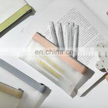 Simple Transparent TPU Leather Korean Fashion INS Pencil Bag Pouches Stationery Organizer Pencil Case Pencilcase School Pen Case thumbnail-5