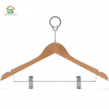 Coat And Suit Chrome Anti-theft Pin Wide Shoulder Wooden Hotel Clothes Hangers thumbnail-5