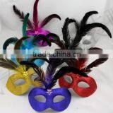 In Stock 7colors New Venetian Mask Beautiful Design Feather Mask Purple Feather Masquerade Mask thumbnail-1