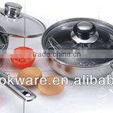 2015 New Products Guangdong Quality 18/8 Stainless Steel Egg Poacher With Glass Lid For Wholesale thumbnail-1