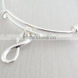 Custom Jewelry Silver Infinity Charm Bangle Adjustable