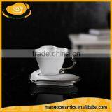 Romantic Heart Shape White Porcelain Coffee Cup and Saucer thumbnail-5