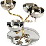 NEW NUT BOWL STAND FOUR STAINLESS STEEL