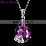 New Amethyst Purple Crystal Zircon Platinum Plated Pendant Necklace Collar Choker Vintage Statement Necklace Women thumbnail-3