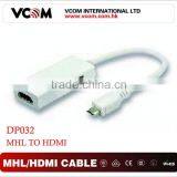 White Micro USB to HDMI Female MHL Cable