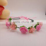 9 Rose Flower Headband With Adjustable Ribbons,beautiful Mixed Colorful Flower Hairband Headband thumbnail-2