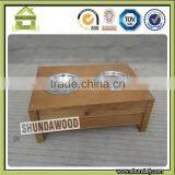 SDD02 Wooden Dog Products Stainless Steel Bowl Dog Feeders Design thumbnail-1