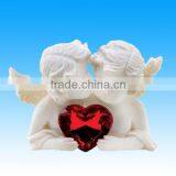 1 Cherub Two In Love Figurine White Faux Stone Sculpture Valentines Day Gift thumbnail-2