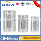 3PCS Kitchen Food Coffee Tea Sugar Flour Stainless Steel Storage Canisters