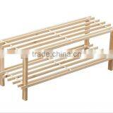 Natural Cedar Wood 2-Tier Slatted Shoe Rack - 30 x 74 x 26 cm thumbnail-1