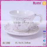 Simple Design Ceramic White Coffee Cup and Saucer thumbnail-1