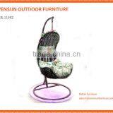 Charles Bentley Patio Outdoor Grey Rattan Hanging Swing Chair With Cushion thumbnail-1