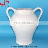 With Handle White Ceramic Large Floor Planters Vase, Tall White Vases thumbnail-1