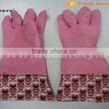 Pink Household Latex Gloves With Flower Design Pvc Cuff thumbnail-6