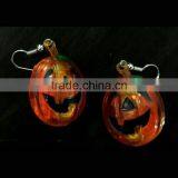 Custom Fashion Jewelry Pumpkin Hanging Flashing Earrings Glow in the Dark for Halloween Party thumbnail-1