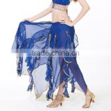 Hot sexy gold sequin chiffon fringe adult belly dance long skirt for sale