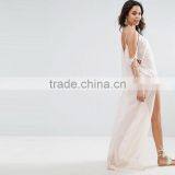2017 Summer Women Sexy Maxi Beach Kaftan Cold Shoulders Transparent Chiffon Dress HSm9087 thumbnail-3