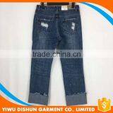 Women China Wholesale Fashion Ripped Rolling up Jeans thumbnail-5