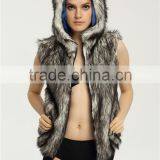 Custom Sleeveless Snow Jacket Lady Oversized Rabbit Fur Jacket for Ski thumbnail-3