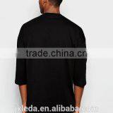 Men Oversized 3/4 Sleeves Dropped Shoulders Black T-shirt OEM Supplier in China thumbnail-2
