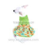 Sexy Crochet Dog Dress Mint Green Teacup Chihuahua Clothes With Flowers and Crystal Personalized Pet Clothing thumbnail-4