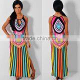 Walson F20009A New 2016 Design Digital Print v Neck Maxi Dress for Women thumbnail-1