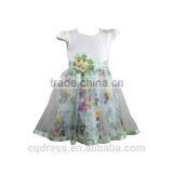 Flower Dream Green Pearl Neckline Gauzy Bubble Kids Dress thumbnail-1