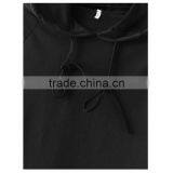 Regular Fit Black Flare Sleeve Cropped Drawstring Hoodie for Women thumbnail-3