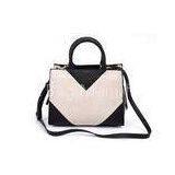 Black and White Satchel Style Handbags Womens Leather Bag Customized