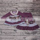 2017 New Style Fall/winter Boutique Girls Clothing Set Purple Stripes Dress and Pant Set in Stock Kids Clothes thumbnail-1